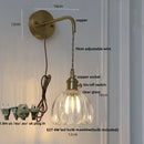 Helnys Glass Wall Lamp LED Adjustable Indoor Modern Nordic Pull Chain Switch