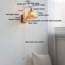 Helnys Glass Wood LED Wall Lights Up Down Rotate Bedside Lamp
