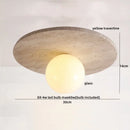 Helnys Nordic LED Ceiling Light: Wood White Glass Ball Yellow Cave Stone Lamp