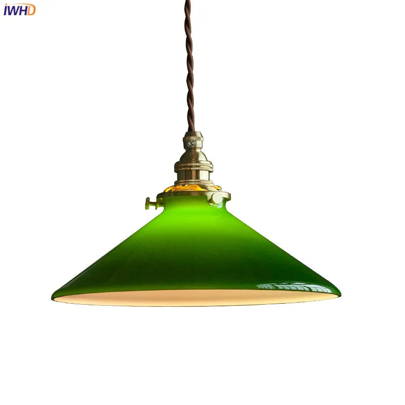 Helnys Vintage Copper Socket Pendant Lamp with Green Glass - 2023 Edition