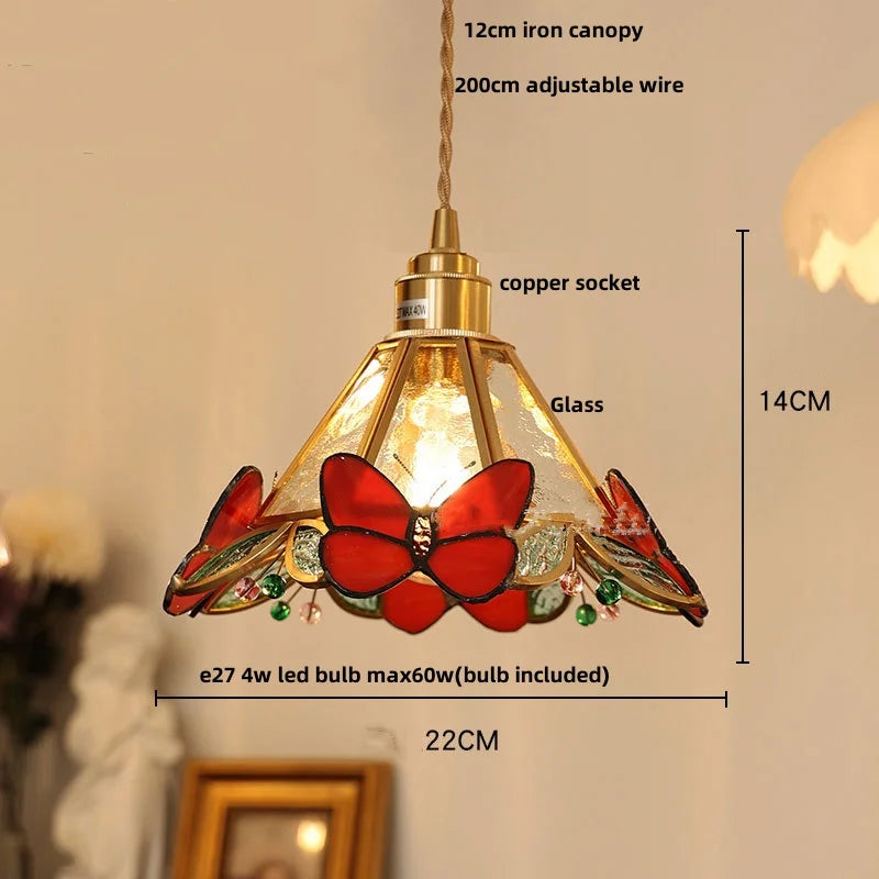 Helnys Glass LED Pendant Light Fixture with Walnut Wood and Copper Finish