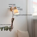 Helnys Modern Wood White Ceramic Wall Light Sconce Rotation Bedside Lamp