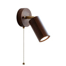 Nordic Modern LED Wall Lamp Walnut Pull Chain Switch Rotate Bathroom Light Helnys