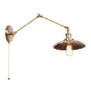 Helnys Gold Industrial LED Wall Lamp with Pull Chain Switch
