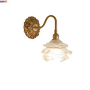Helnys Flower Design LED Wall Light Glass Antique Gold Modern Bedside Lamp