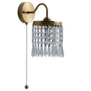 Helnys Luxury Crystal LED Wall Lamp Sconce Brass Modern Pull Chain Switch