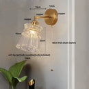 Helnys Clear Glass LED Wall Lamp Modern Luxury Copper Bathroom Mirror Light