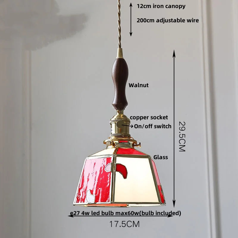 Helnys Wood LED Pendant Lights Glass Vintage Loft Kitchen Fixtures