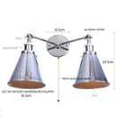 Helnys Loft Plug LED Wall Lamps 2 Heads Industrial Silver Vintage Lighting