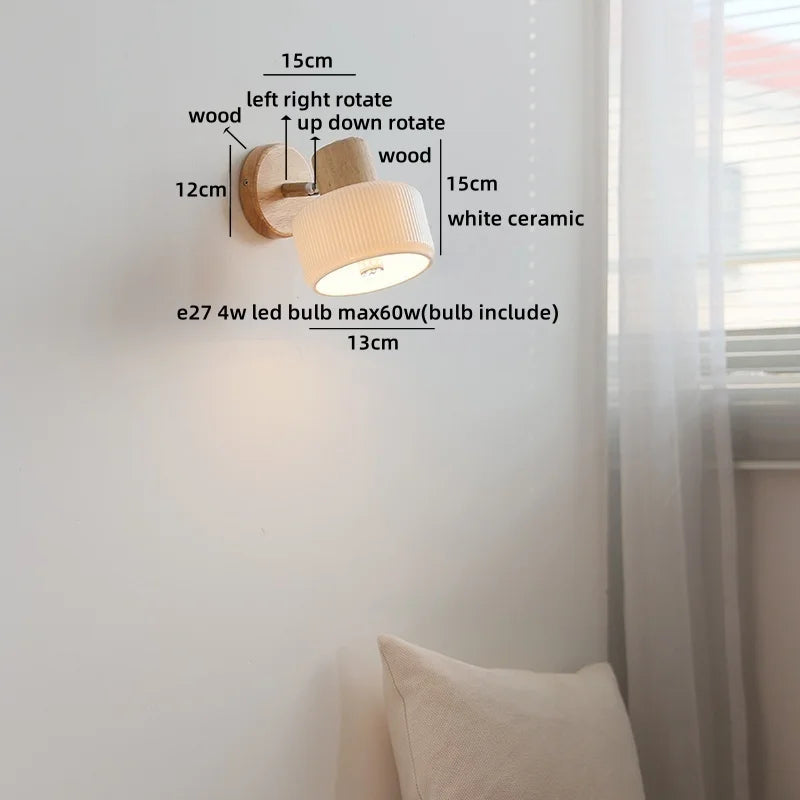 Helnys Nordic LED Wall Sconce Up Down Rotate Ceramic Indoor Light