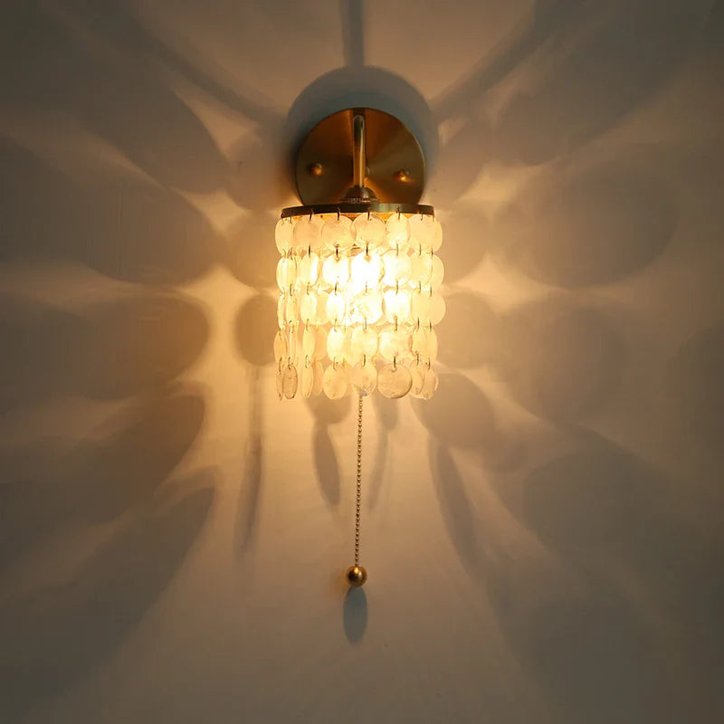 Helnys Conch Copper LED Wall Light Fixture with Pull Chain Switch