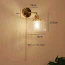 Helnys Green Glass Copper LED Wall Sconce with Pull Chain - Nordic Modern Wandlamp