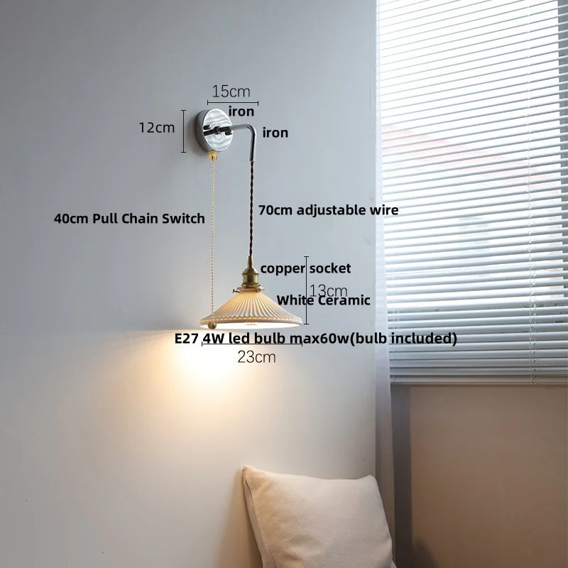 Helnys Nordic White Ceramic LED Wall Sconce Modern Hotel Dining Stair Light