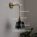 Helnys Tiffany Style LED Wall Sconce with Pull Chain Switch Glass Stair Light