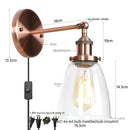Helnys Gold LED Wall Light with Pull Chain Switch - Industrial Vintage Style