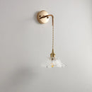 Helnys Adjustable LED Wall Light Clear Glass Copper Socket Bedside Lamp