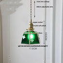 Helnys Gray Glass LED Pendant Light with Iron Canopy, Knob Switch