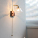 Helnys Nordic Walnut Glass LED Wall Light with Rotatable Brass Finish