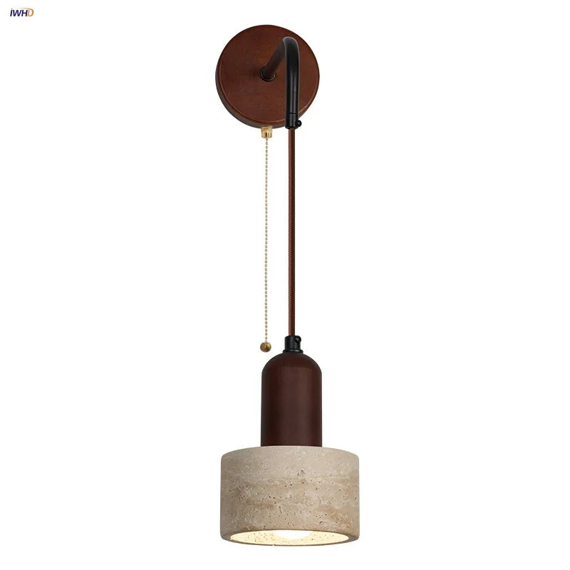 Helnys Nordic LED Wall Lights Wood Yellow Travertine Sconce Stair Light Fixtures