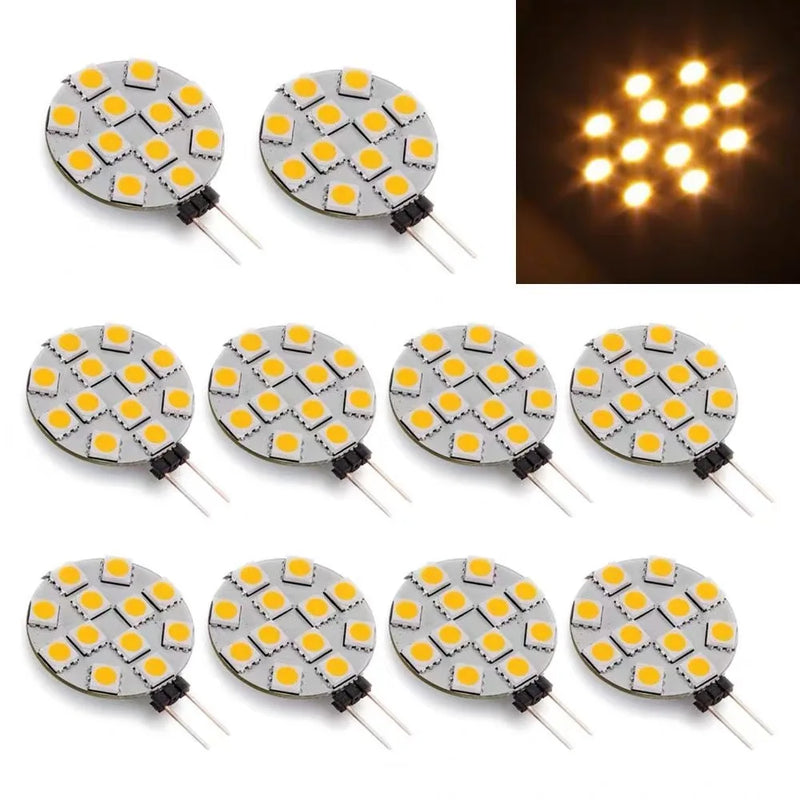 Helnys G4 LED 12V 1.5W Corn Bulb - Bright 130LM, 12*SMD5050 - Pack of 10
