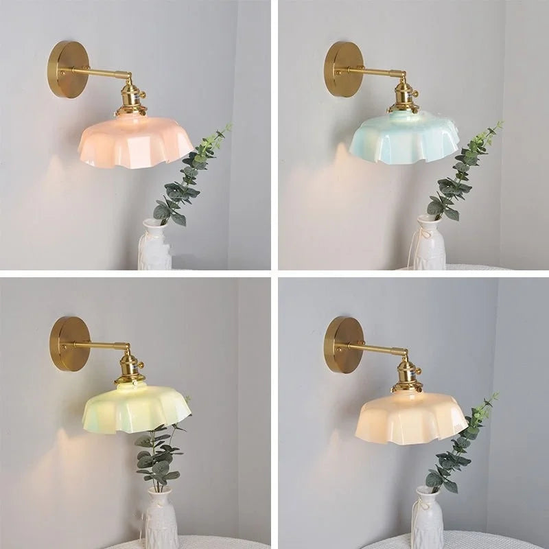 Helnys Copper Glass Wall Sconce LED Light Fixture Nordic Modern Stair Lamp