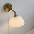 Helnys Copper LED Wall Lamp with Pull Chain Switch & Rotatable Glass Mirror Light