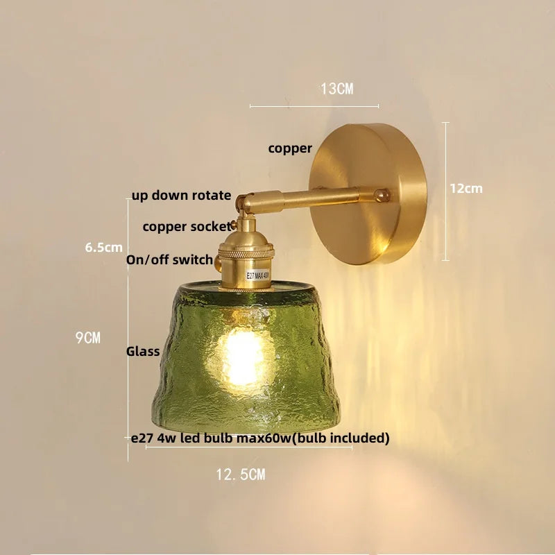 Helnys Rotatable Flower Glass Wall Lamp Copper Stair Light Fixtures