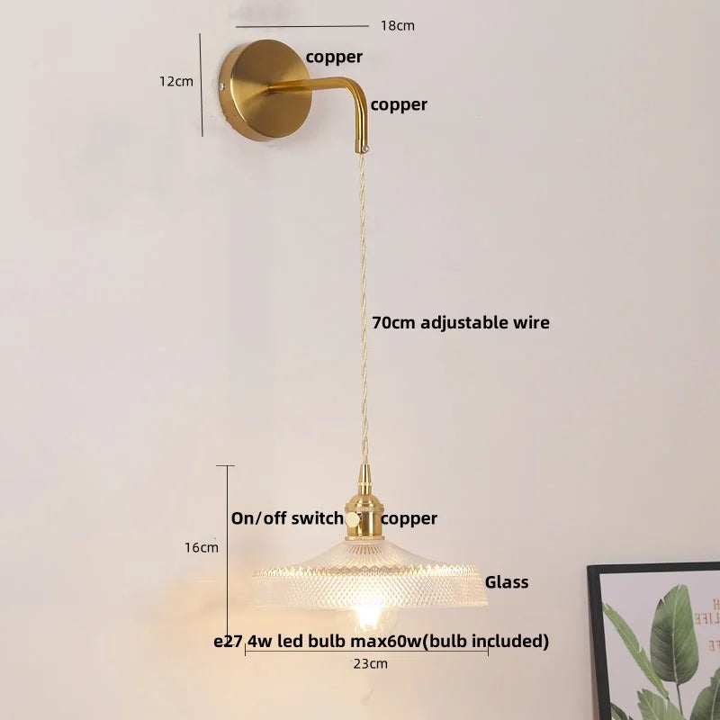 Helnys Adjustable LED Wall Lights Glass Bedside Lamp Modern Stair Light Fixtures