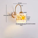 Helynys Glass Flower LED Wall Light - Bedroom Luxury Vintage Wood Wall Lamp