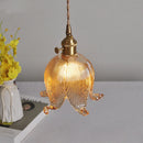 Helnys Amber Glass LED Pendant Light Fixture Modern Simple Adjustable Hanging Light