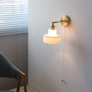 Helnys Clear Glass LED Wall Lamp with Pull Chain for Modern Bathroom Mirror Lighting