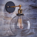Helnys Industrial Wall Sconce with Glass Lampshade, Vintage Retro Loft Wall Lamp