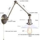 Helnys Vintage Clear Glass LED Wall Lamp with Pull Chain Switch