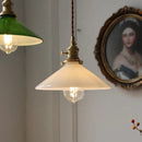 Helnys White Green Glass LED Pendant Lights with Copper Socket & Wood Finish