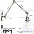 Helnys Vintage Clear Glass LED Wall Lamp with Pull Chain Switch