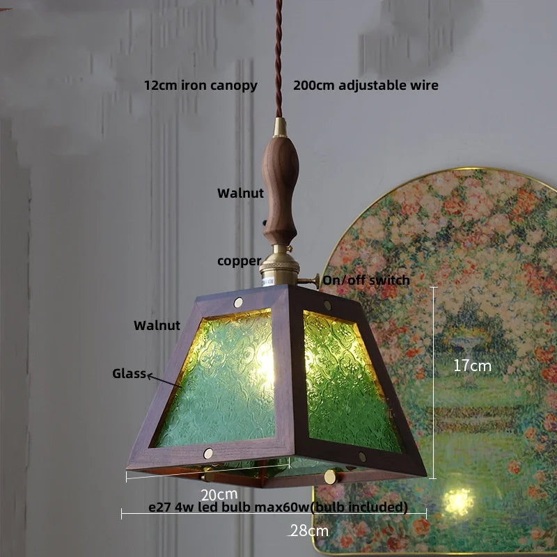 Helnys Ash Wood LED Pendant Lamp with Copper Socket - Adjustable Hanging Lights