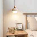 Helnys Stone Wood LED Pendant Lights with White Glass Ball - Nordic Modern Hanging Lamp