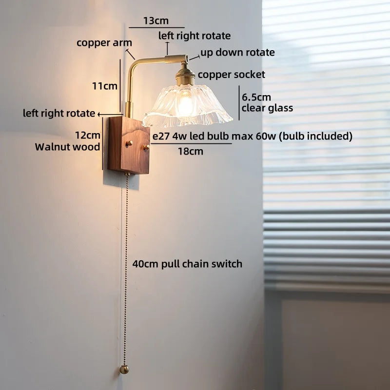 Helnys Clear Glass LED Wall Light Fixture for Modern Nordic Design