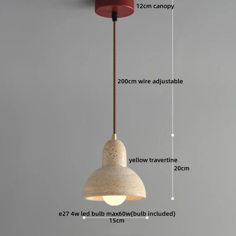 Helnys Yellow Travertine Stone Pendant Lamp - Modern Nordic Hanging Lights