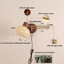 Helnys Modern Wood Swing Arm Wall Lamp with Pull Chain Switch