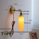 Helnys Globe White Ceramic LED Wall Sconce with Pull Chain Switch & Rotate Copper Mirror Light