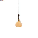 Helnys Ceramic Wood LED Pendant Lights for Restaurant Bedroom Chandelier