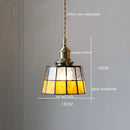 Helnys Vintage Europe Style LED Pendant Light with Wood, Copper, Glass Lampshade