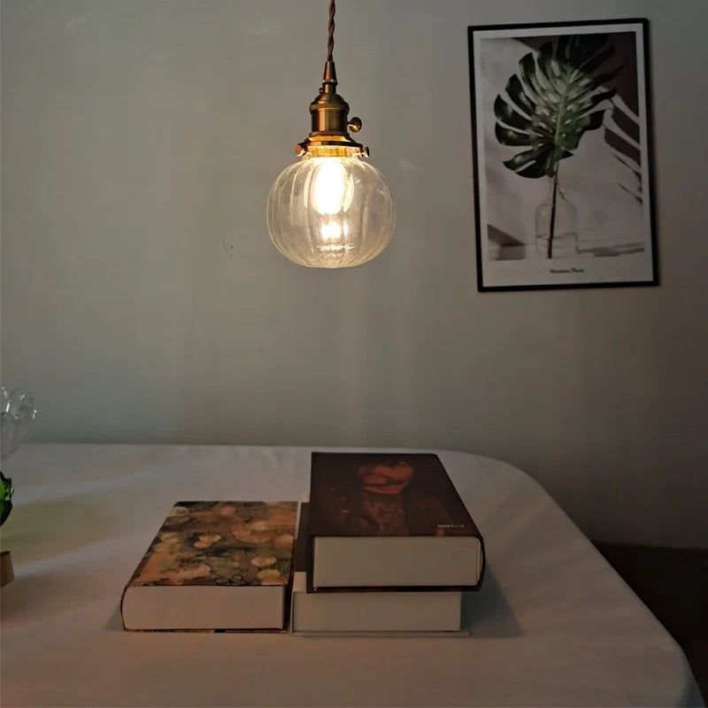 Helnys Clear Glass LED Pendant Light Fixtures for Study Kitchen Restaurant Stairs