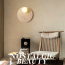 Helnys White Glass LED Wall Lights Yellow Travertine Stone Reading Living Room