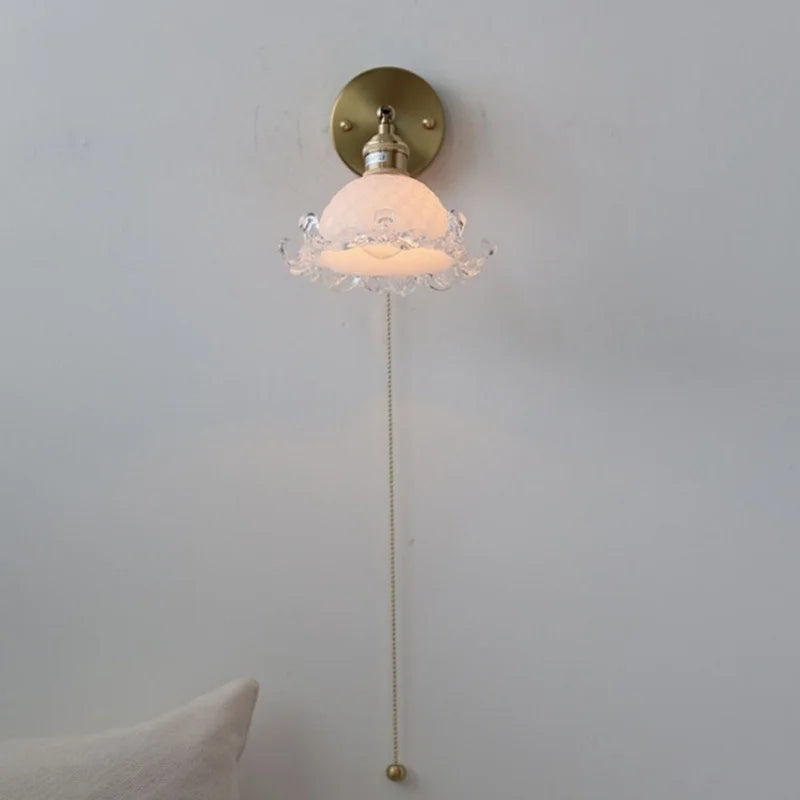 Helnys Modern Copper Stair Light Sconce Glass Wall Lamp Switch Nordic White
