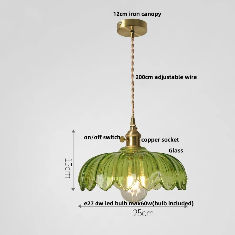 Helnys Walnut Wood LED Glass Pendant Light Fixture Adjustable Modern Hanging Lamp