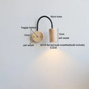 Helnys Vintage LED Wall Light Walnut Wood Black Hose Bedside Lamp