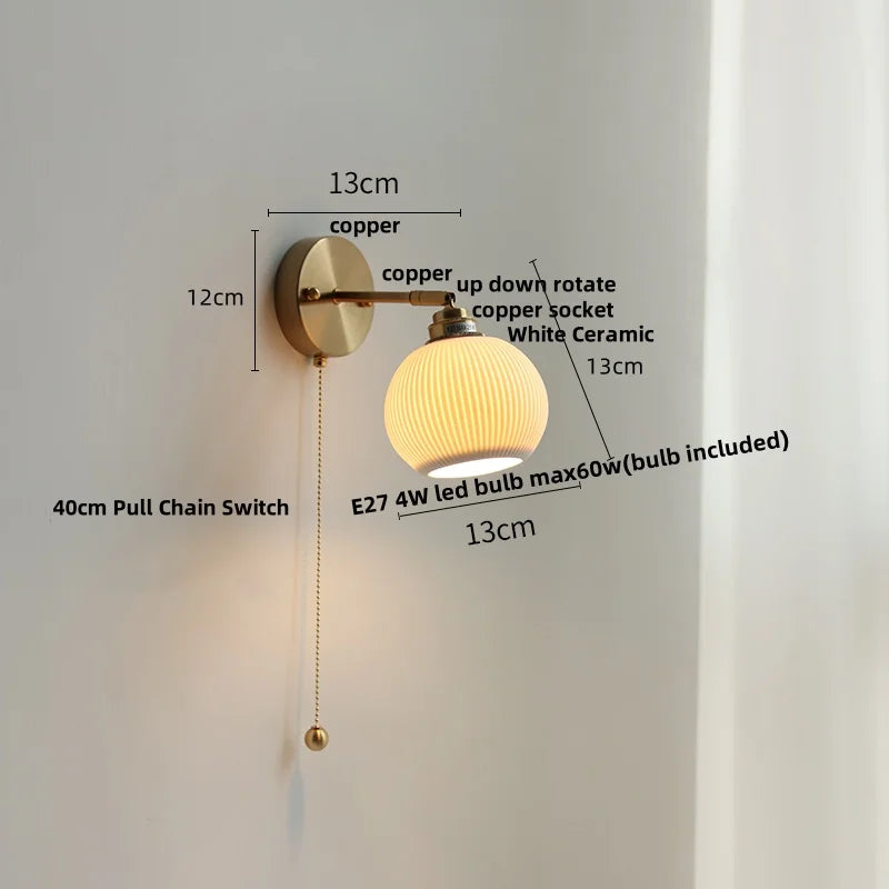Helnys Ceramic LED Wall Lamp Sconce Up Down Rotate Modern Bathroom Mirror Light