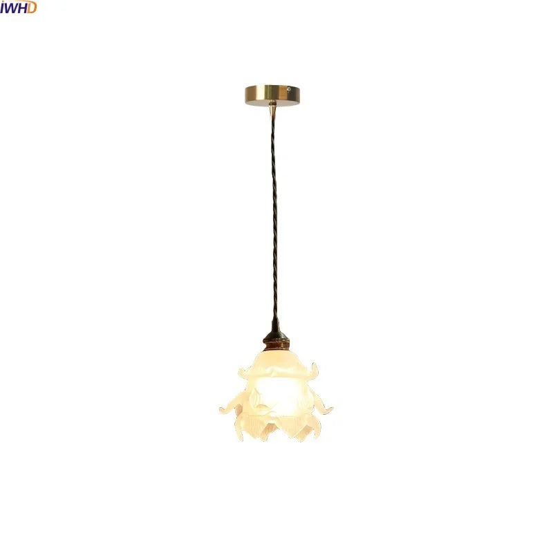 Helnys Flower Glass LED Chandelier Pendant Light - Modern Kitchen Island Hanging Lamp
